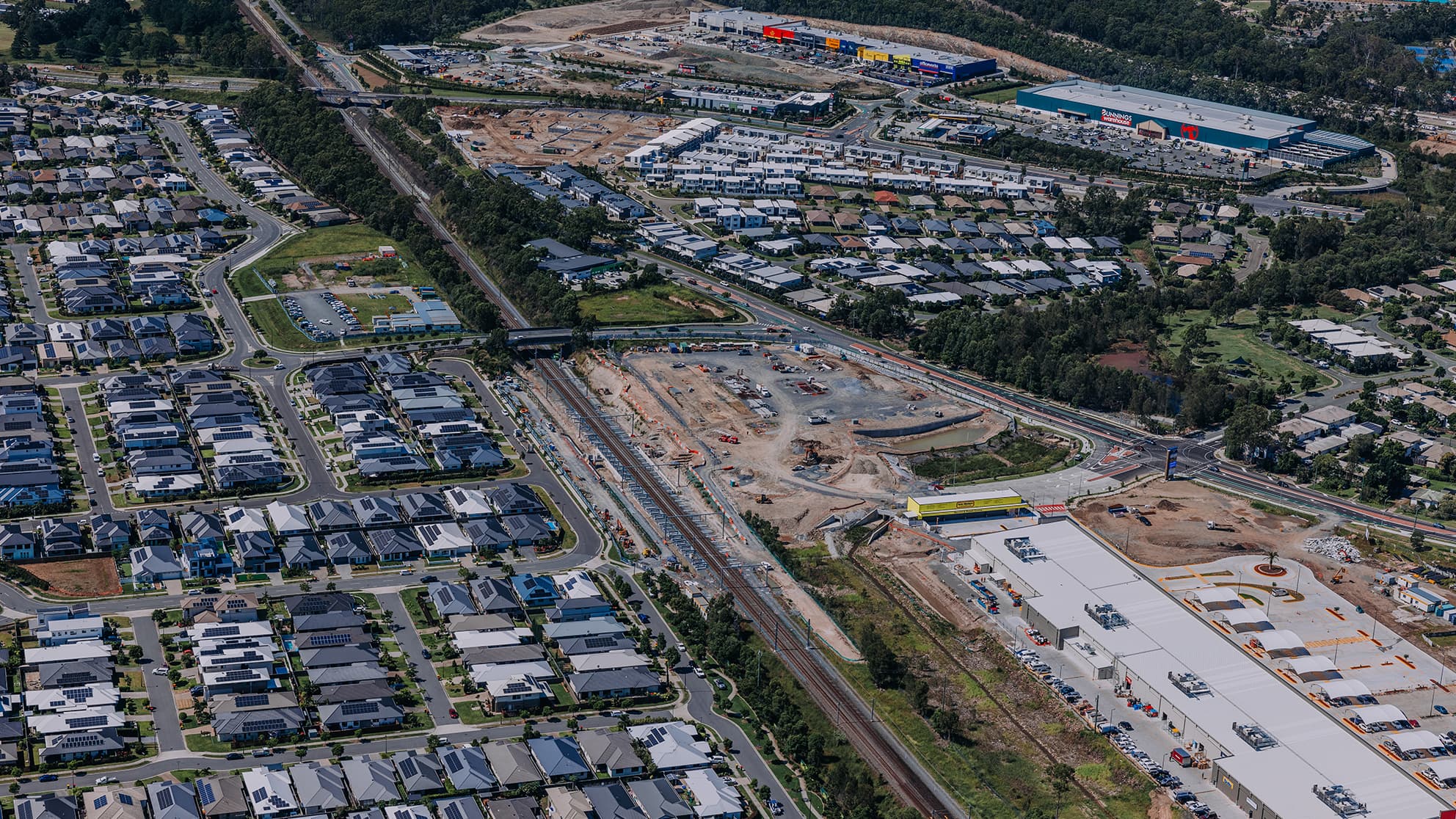 Construction of heavy rail at Pimpama, Northern Gold Coast.