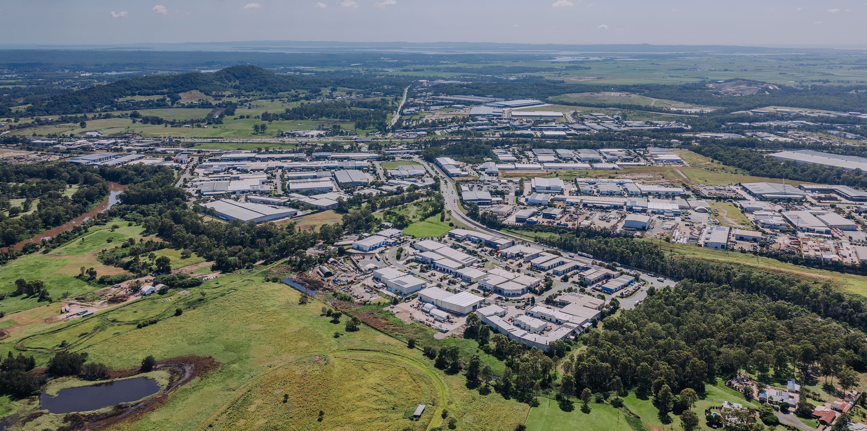 Industrial areas with green spaces on the Gold Coast.