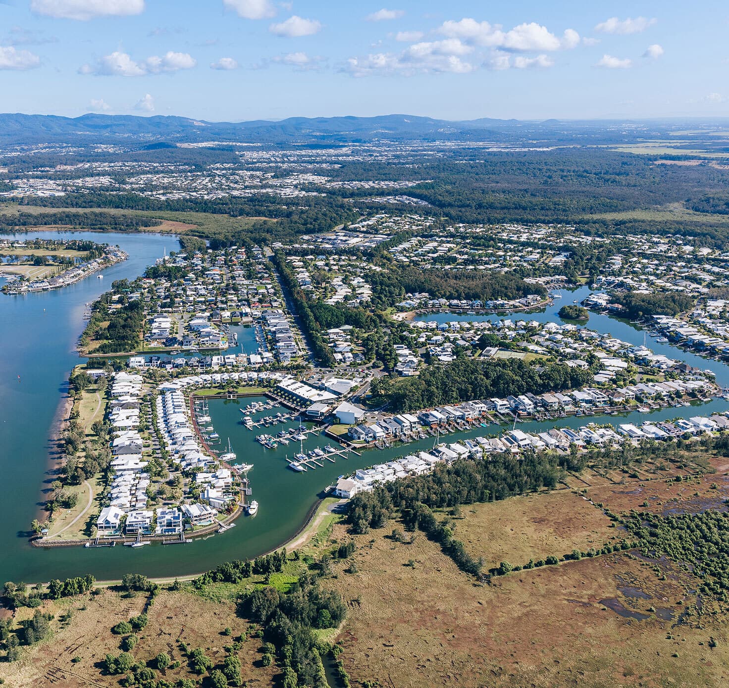 Aerial view of Coomera Marine Precinct