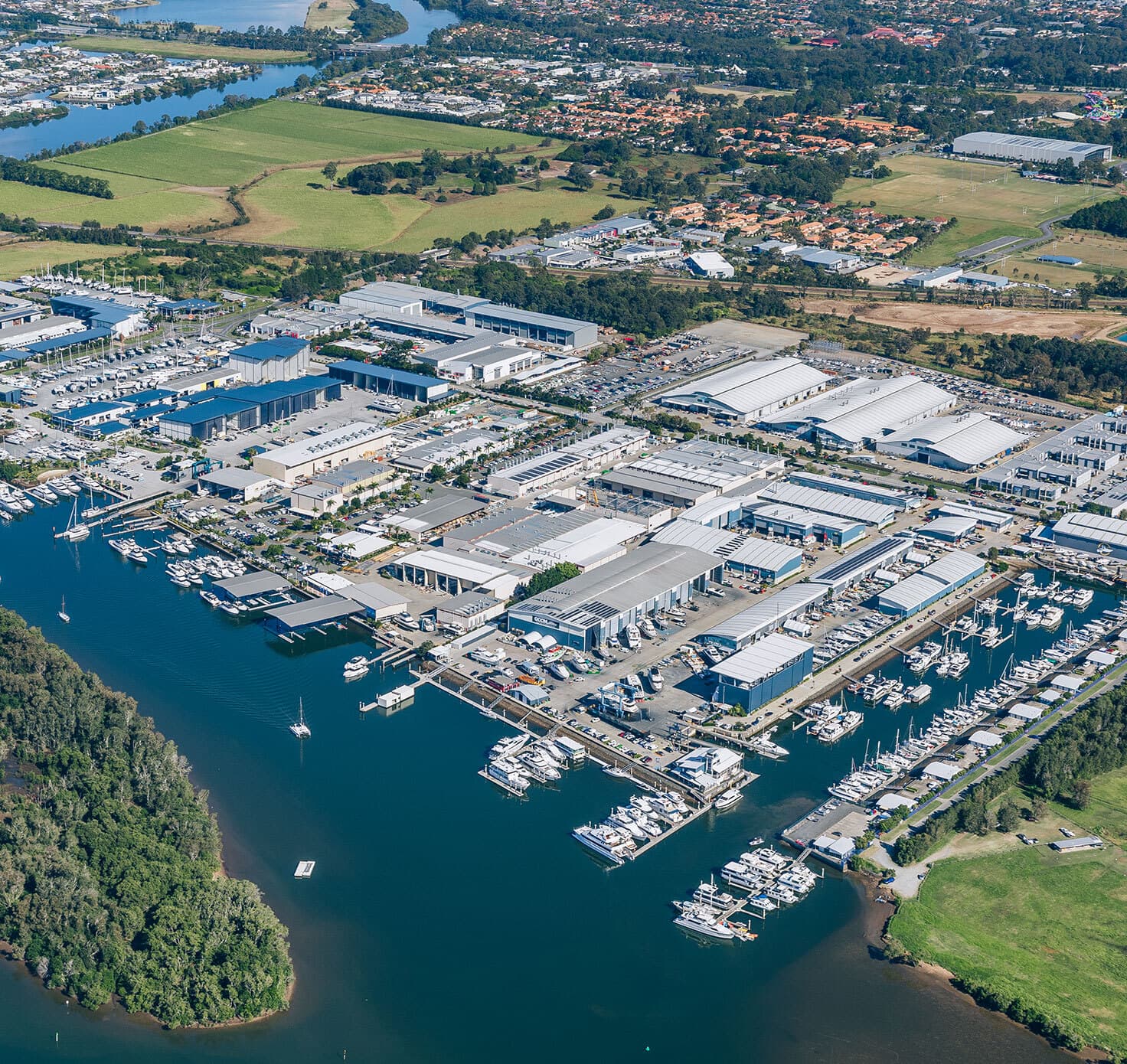 Aerial view of Coomera Marine Precinct