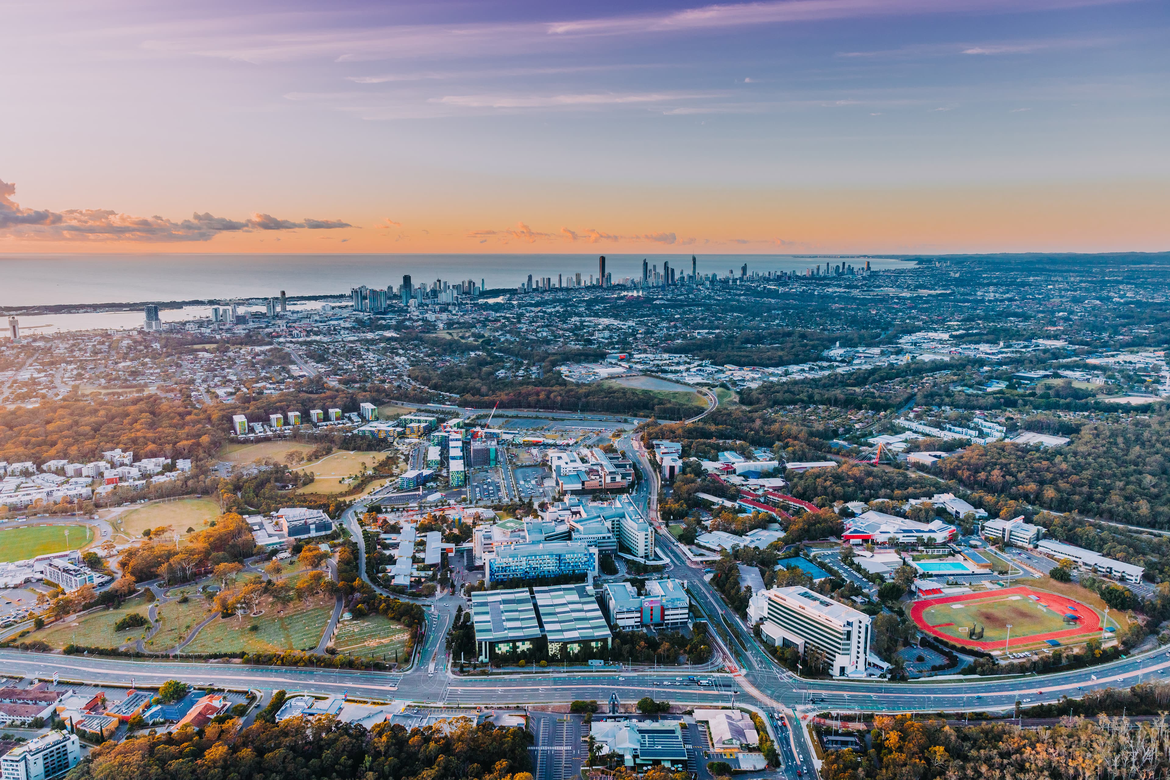 Gold Coast Health and Knowledge Precinct at sunrise.