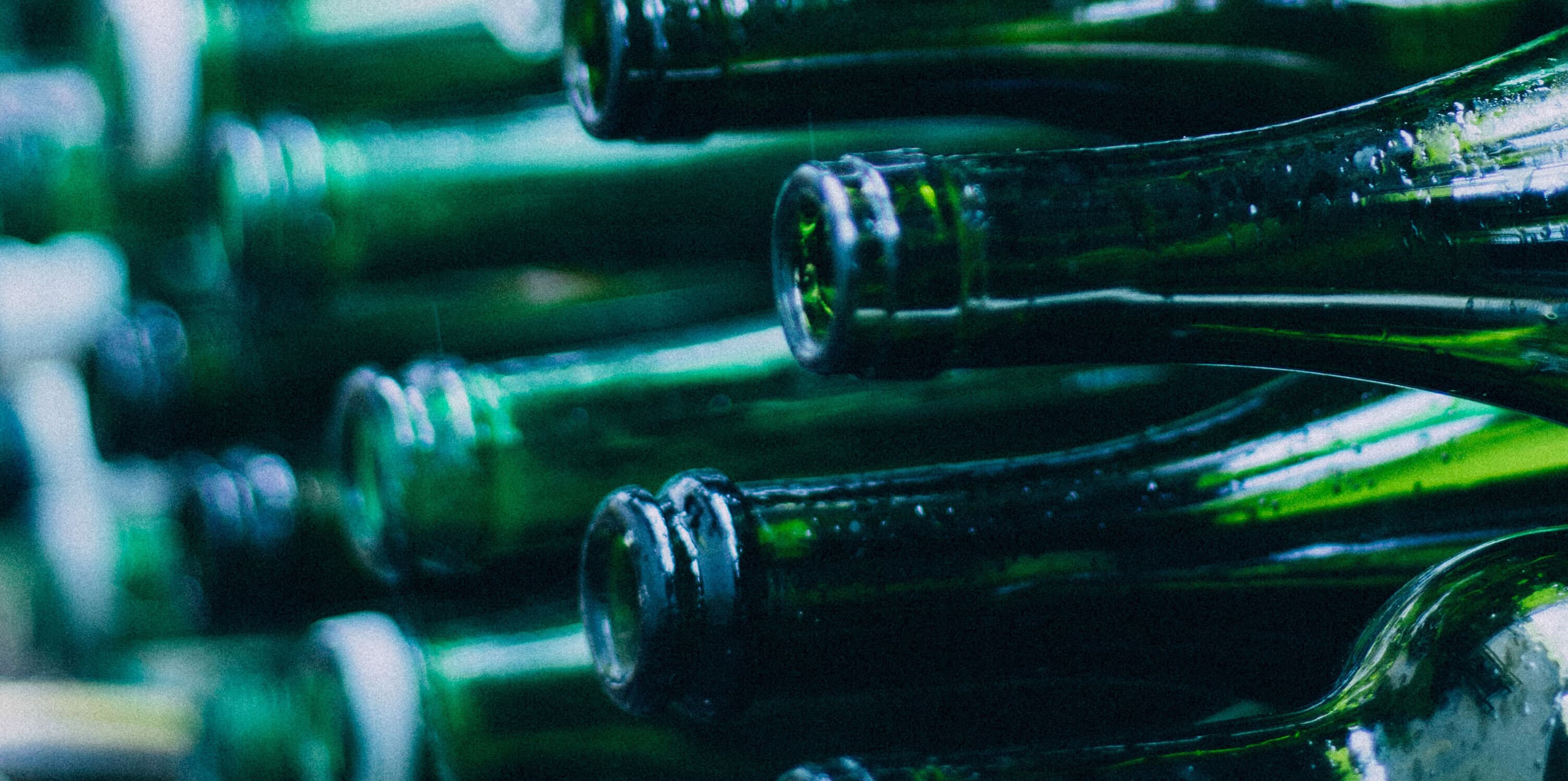 Glass bottles.