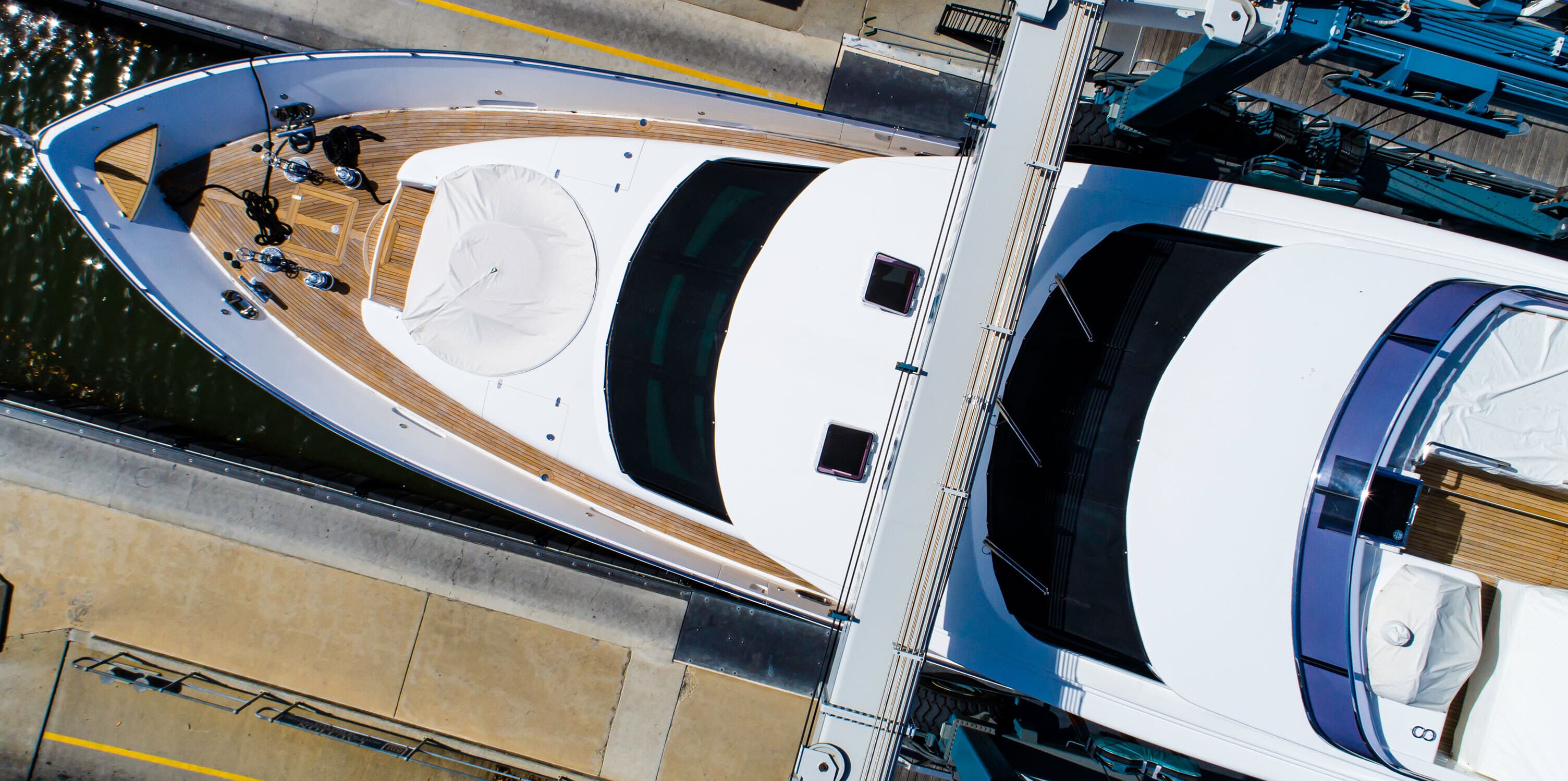 Luxury boat docked in The Boat Works, Gold Coast.