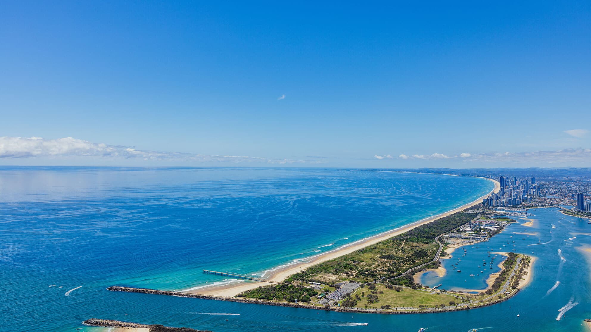Marine craft in the Broadwater at The Spit, Gold Coast.