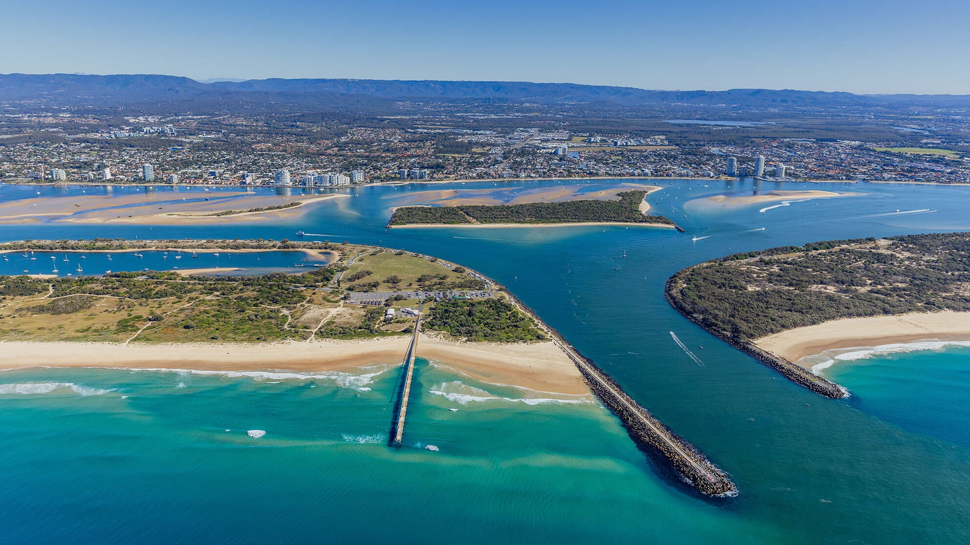 Waterways leading to the Broadwater at The Spit, Gold Coast.