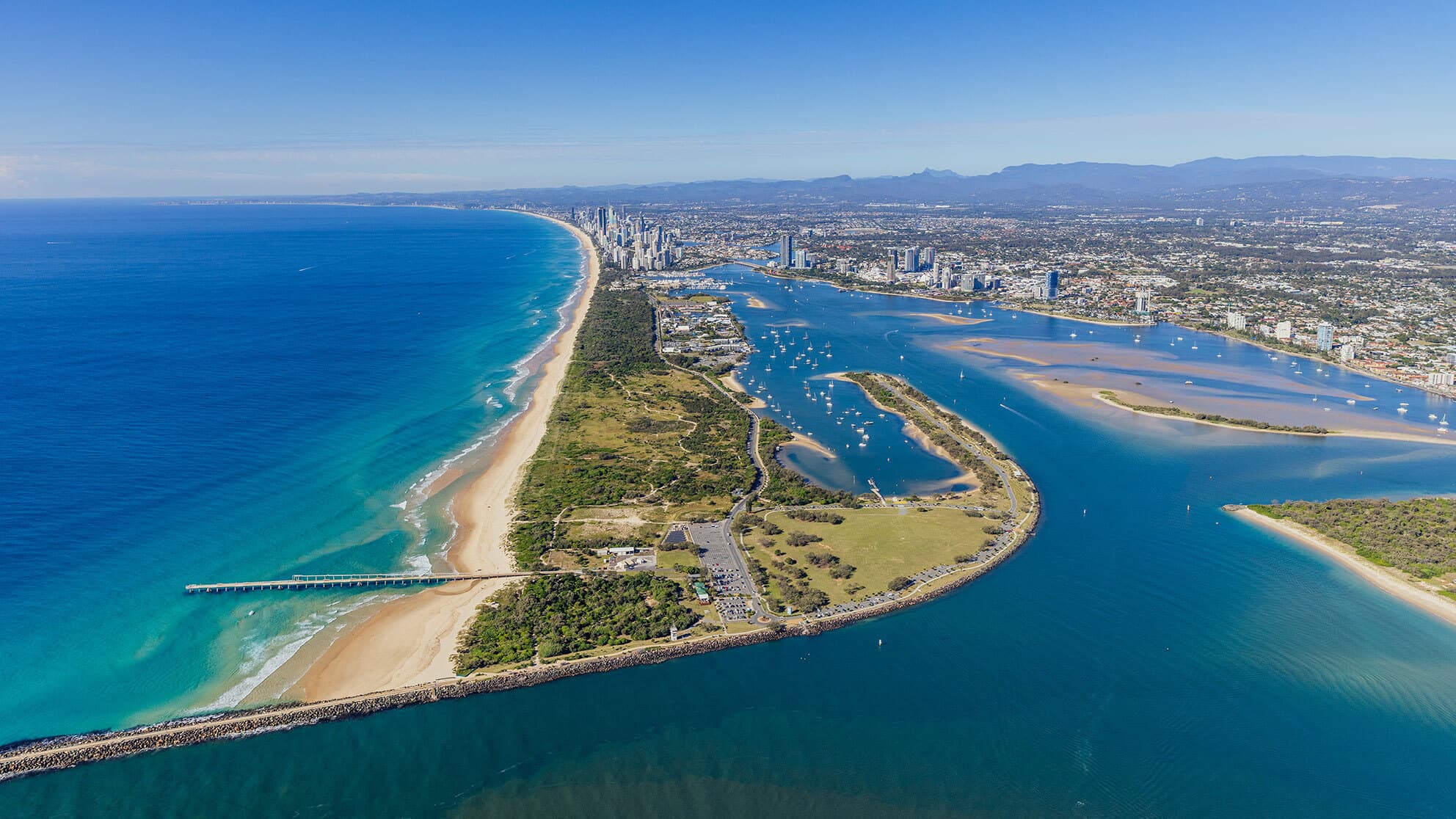 Waterway leading out to the ocean at The Spit, Gold Coast.